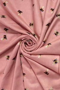 Bumble Bee Print Tassel Scarf: Pink