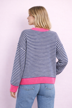 Load image into Gallery viewer, Striped Oversized Sweater–Comfort AP163 Navy-Fuchsia: Marine-Fuchsia / Standard / One size