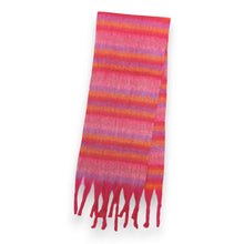 Load image into Gallery viewer, Stripe Print Fluffy Wool Blend Winter Scarf: Pink