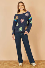 Load image into Gallery viewer, Yumi Navy Crochet Flower Jumper: Navy / L