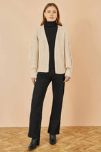 Load image into Gallery viewer, Yumi Beige Edge to Edge Cardigan With Flower Detail Sleeves: Beige