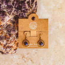 Load image into Gallery viewer, Crystal Hoop &amp; Dangle Earrings – 18K Plated: Lapis Lazuli