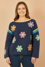 Load image into Gallery viewer, Yumi Navy Crochet Flower Jumper: Navy / L
