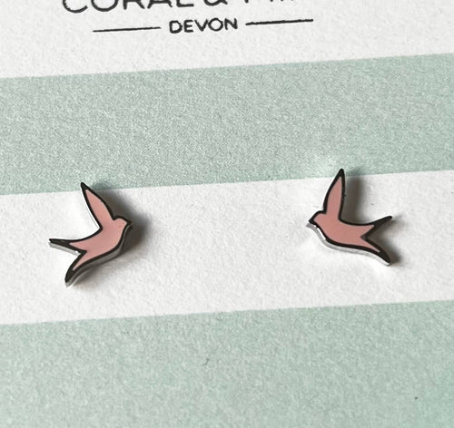 Pink Bird Studs