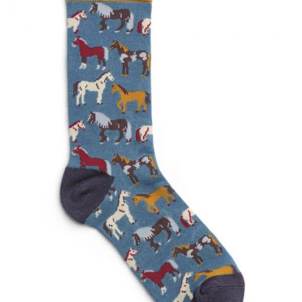Womens Socks - Horse Teal: Teal / Design