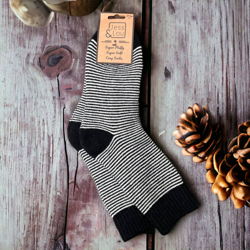 Cosy Stripe Socks SL144: Black