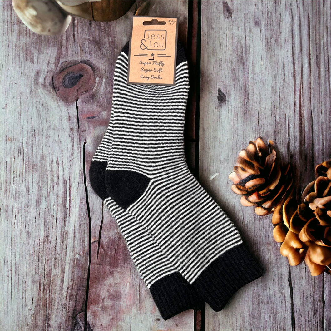 Cosy Stripe Socks SL144: Black
