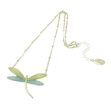 Load image into Gallery viewer, Turquoise and Lime Dragonfly Necklace