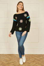Load image into Gallery viewer, Yumi Black Crochet Flower Jumper: Black