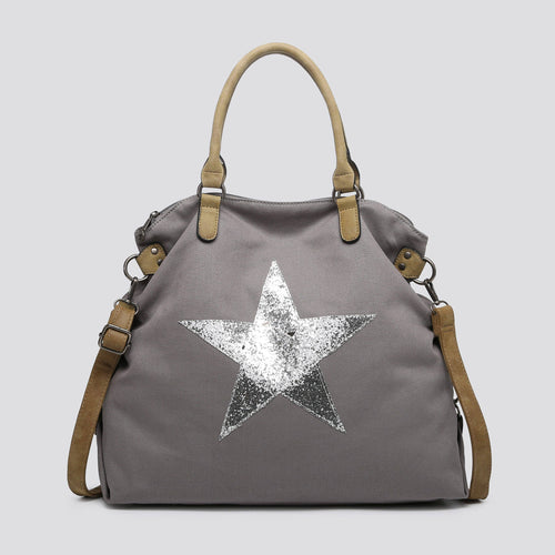 Large Canvas Star Bags: Dark grey