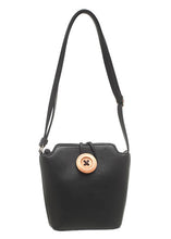 Load image into Gallery viewer, SMALL WOODEN BUTTON CROSSBODY BAG: Black