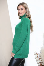 Load image into Gallery viewer, V pattern knit turtle neck: Green