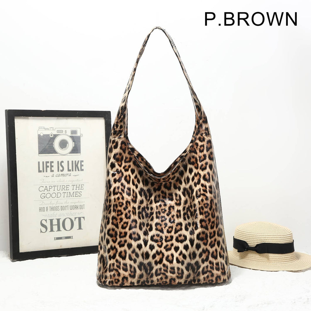 Leopard Print Slouch Bag: TAN