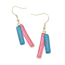 Load image into Gallery viewer, Blue and Pink Dangly Earrings