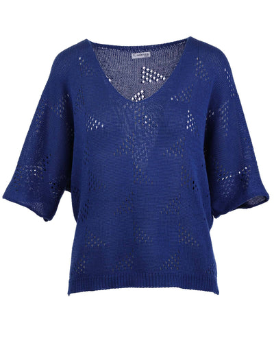 Cotton Blend Patterned Tunic: French Navy