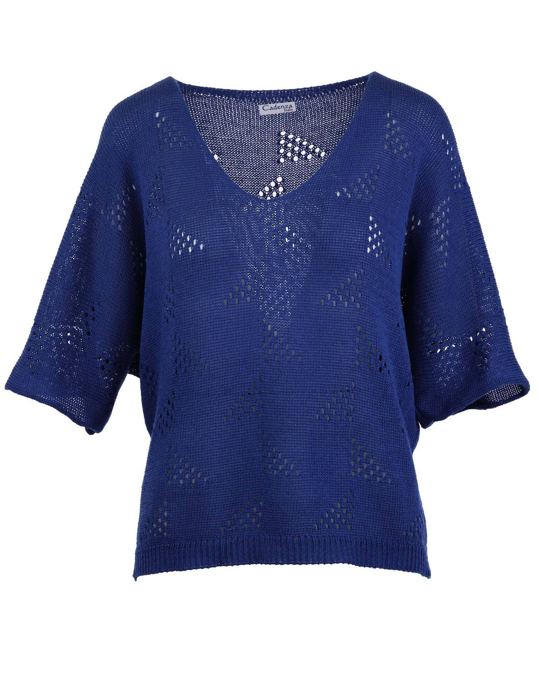 Cotton Blend Patterned Tunic: French Navy
