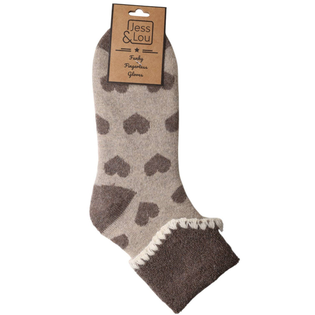 Cappuccino Heart Cuff Cosy Socks SL2215