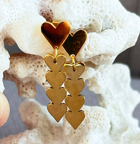 Drop Heart Studs in Gold