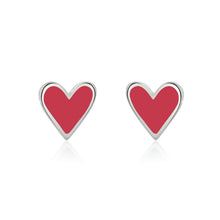 Load image into Gallery viewer, Mini Heart Studs -Raspberry Red Enamel
