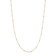 Load image into Gallery viewer, Mint Enamel beaded Gold chain necklace