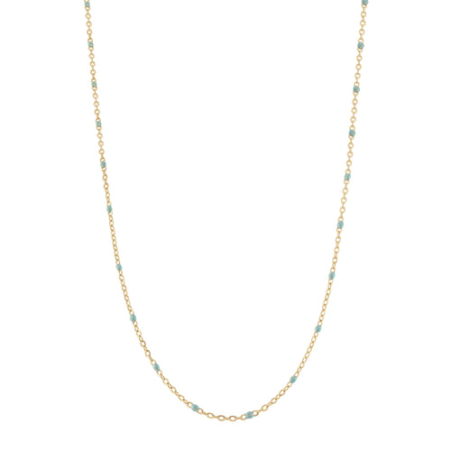 Mint Enamel beaded Gold chain necklace