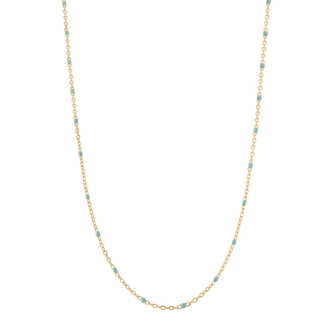 Mint Enamel beaded Gold chain necklace