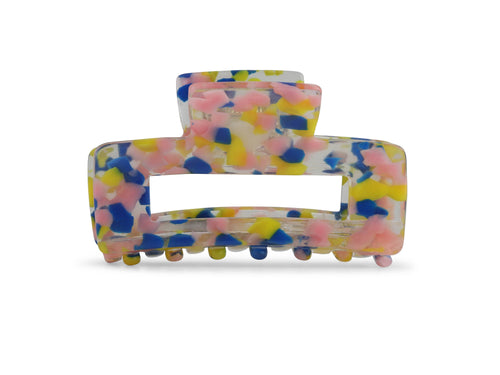 Dorothea Resin Bulldog Hairclip: BLUE/YELLOW/PEACH