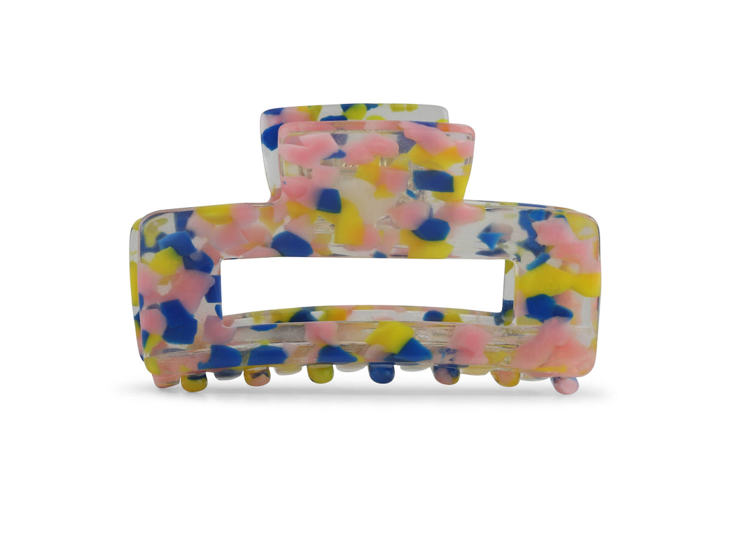 Dorothea Resin Bulldog Hairclip: BLUE/YELLOW/PEACH