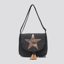 Load image into Gallery viewer, 2254 Canvas Star Crossbody Bag: BLACK