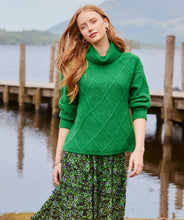 Load image into Gallery viewer, Remarkable Roll Neck Diamond Knit Jumper: Green / 16