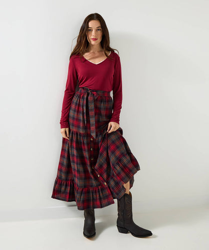 Joe Browns Bonnie Button Front Check Maxi Skirt