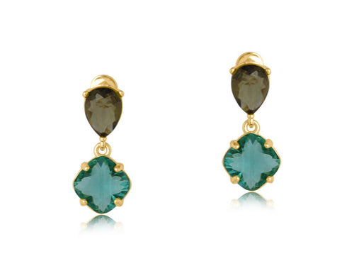 Big Metal London Valentina Demi Fine Glass Earrings: BROWN GREEN