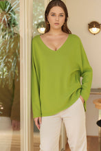 Load image into Gallery viewer, AH L2218 - Plus Size V-Neck Sweater: Apple green