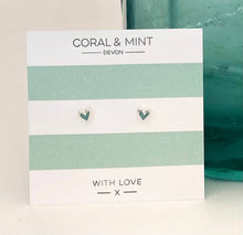 Load image into Gallery viewer, Mini Heart Studs - Mint Enamel