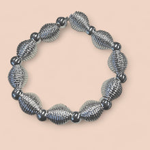 Load image into Gallery viewer, Silver Oval Ribbed Bead Bracelet BR236S