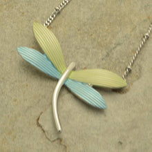 Load image into Gallery viewer, Turquoise and Lime Dragonfly Necklace