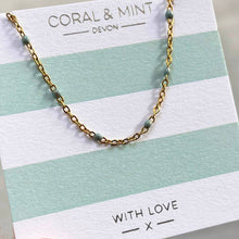Load image into Gallery viewer, Mint Enamel beaded Gold chain necklace