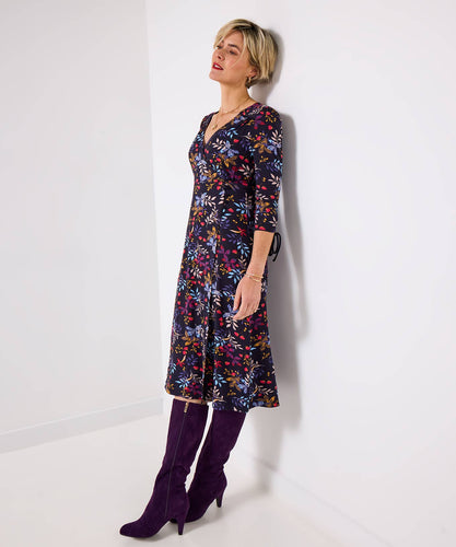 Joe Browns Winter Walks Leaf Print Jersey Dress: