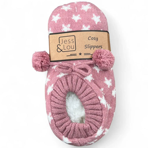 Pink & White Star Cosy Slippers SL641