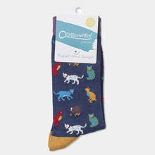 Load image into Gallery viewer, Womens Socks - Cats Navy: Navy / Design