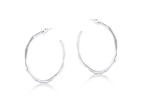 Valeria Branch Shaped Hoop Earrings: Silver