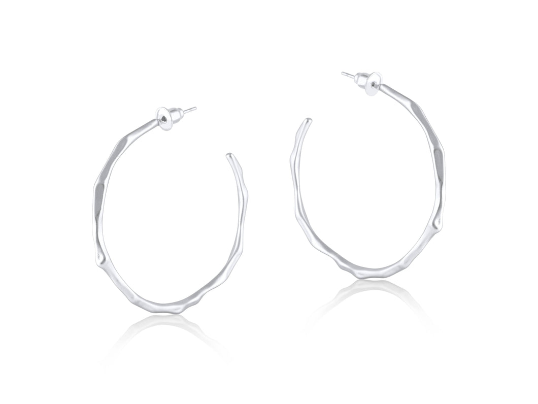 Valeria Branch Shaped Hoop Earrings: Silver