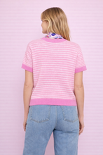 Load image into Gallery viewer, Striped short-sleeve sweater in soft knit– One size