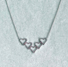 Load image into Gallery viewer, 5 heart Silver Necklace