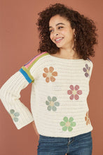 Load image into Gallery viewer, Yumi Cream Crochet Flower Jumper: Cream