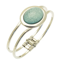 Load image into Gallery viewer, Powder Blue Marble Resin Hinged Bangle