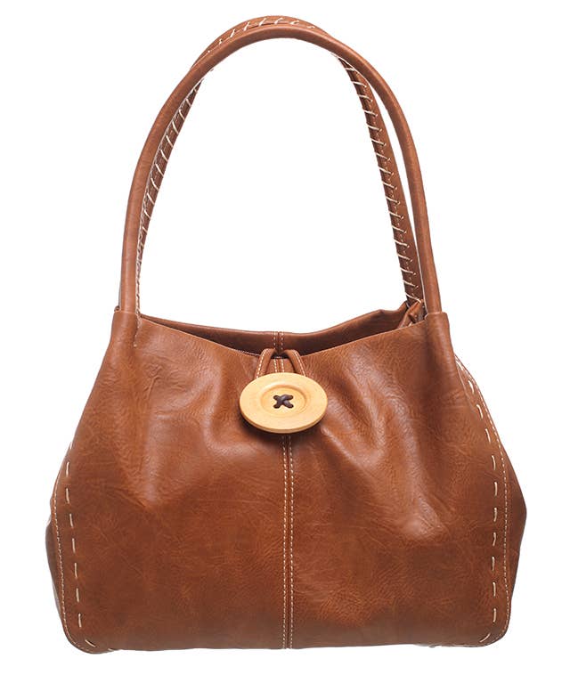 BESSIE CLASSIC BUTTON BAG: TAN