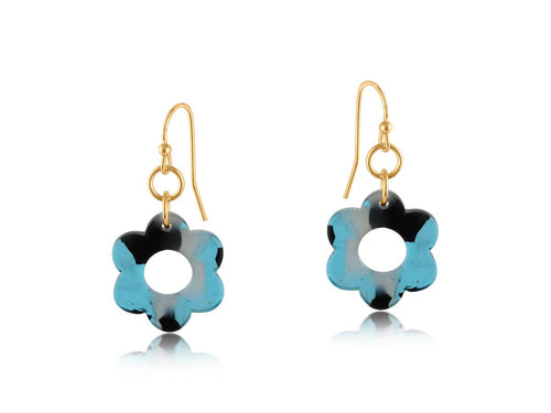 Big Metal London LOTTIE DAISY RESIN EARRINGS: BLUE/BLACK