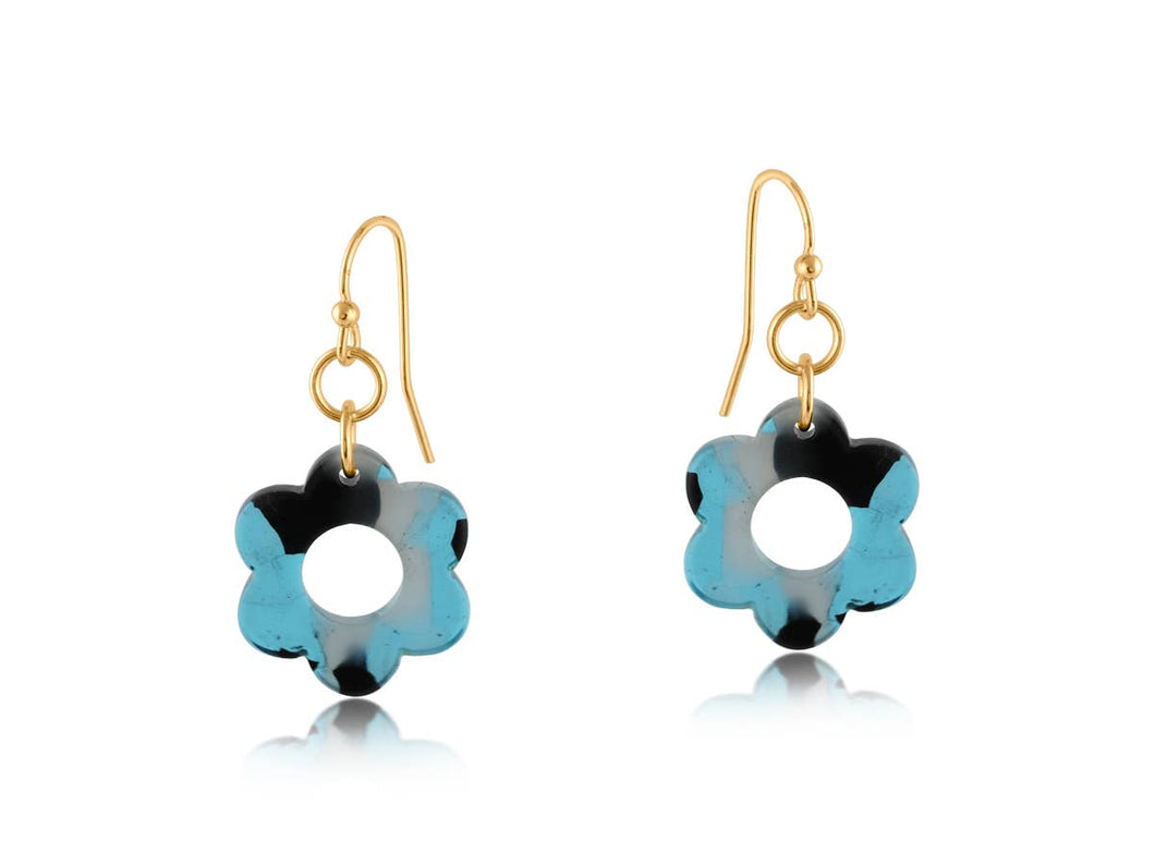 Big Metal London LOTTIE DAISY RESIN EARRINGS: BLUE/BLACK