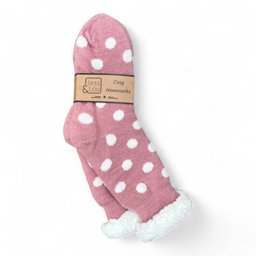 Super Cosy Lined Slippers Socks|: Pink Spot